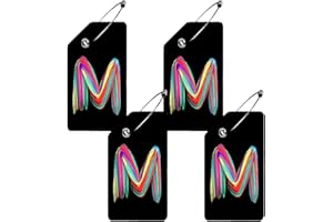 BESTEIOYO 4 Pack Initial Luggage Tag for Suitcase, Colored Letter Silicone Bag Tags Identifiers Privacy Cover ID Label with Durable Steel Loop for Women Men Kids Girls Travel, Letter M