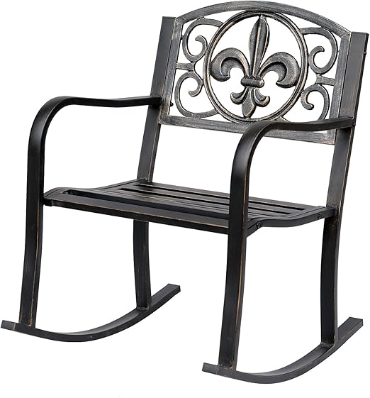 Amazon De Outsunny Schaukelstuhl Gartenstuhl Schwingsessel Antik Garten Metall Bronze B60 X T73 X H85cm