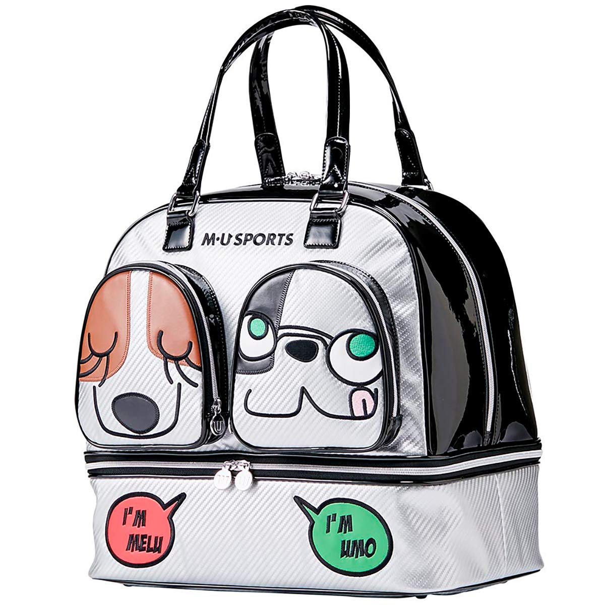 B07h213t Mu 18aw Sports エム ユースポーツ キャラクターフェイス ボストンバッグ シルバー ボストンバッグ 703w62 ゴルフ用ボストンバッグ 人気ブランドを