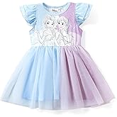 Disney Frozen Elsa Princess Cinderella Ariel Jasmine Rapunzel Baby/Toddler Dress, Ruffle Long-Sleeve Mesh Overlay Tulle Dress