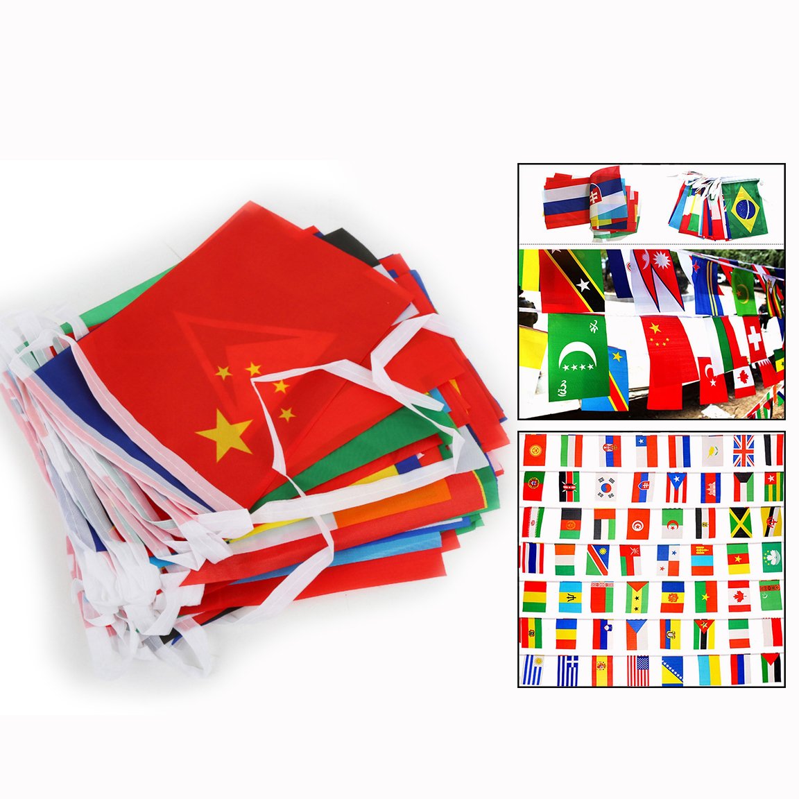 Itian 100 Countries World National Flag Banner 82ft Bunting String Flag for Olympics School Events Grand Opening Bar Party Decorations