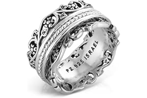 PZ 925 Sterling Silver Spinner Ring for Woman by Paz Creations, Fidget Rings Hand Crafted, Anxiety Ring for Women, Vintage Rings for Women with 2 Years Warranty, Made in Israel