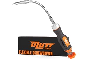 Mutt Tools 12 in 1 Ratcheting Flexible Screwdriver for Tight Spaces – Flexible Shaft Screwdriver with Bit Holder and Bendable