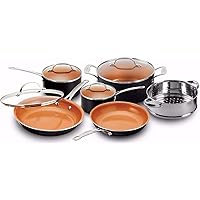 Gotham Steel 10 Piece Pots and Pans Set with Ultra Nonstick Diamond Surface, Includes Frying Pans, Stock Pots, Saucepans…