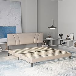 Avenco Queen Bed Frame, Upholstered Platform Bed