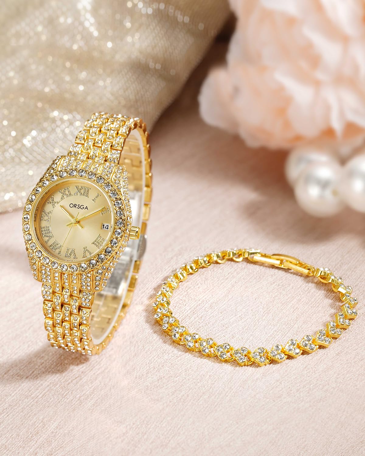 CIVO Ladies Watches Gold Stainless Steel Analogue Wrist Watches for Women Waterproof Minimalist Elegant Dress Women Watch Quartz Luminous Date Quartz Gifts Set for Ladies