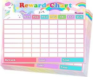 Chore Chart for Kids Dry Erase Reward Chart Reusable Self-Adhesive Behavior Chart for Home Classroom,Cute Unicorn Chore Chart 10 Pack,14.5 x 11 Inches