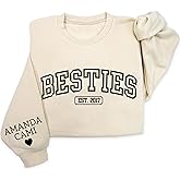 HHLYN14 - Personalized Besties Sweatshirts, Custom Names and Year Shirt, Sisters Matching Hoodie, BFF Gifts