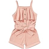 FOCUTEBB Toddler Girl Clothes Baby Summer Sleeveless Clothing Cute Halter Romper One-piece Jumpsuit Summer Clothes Set 1-5T