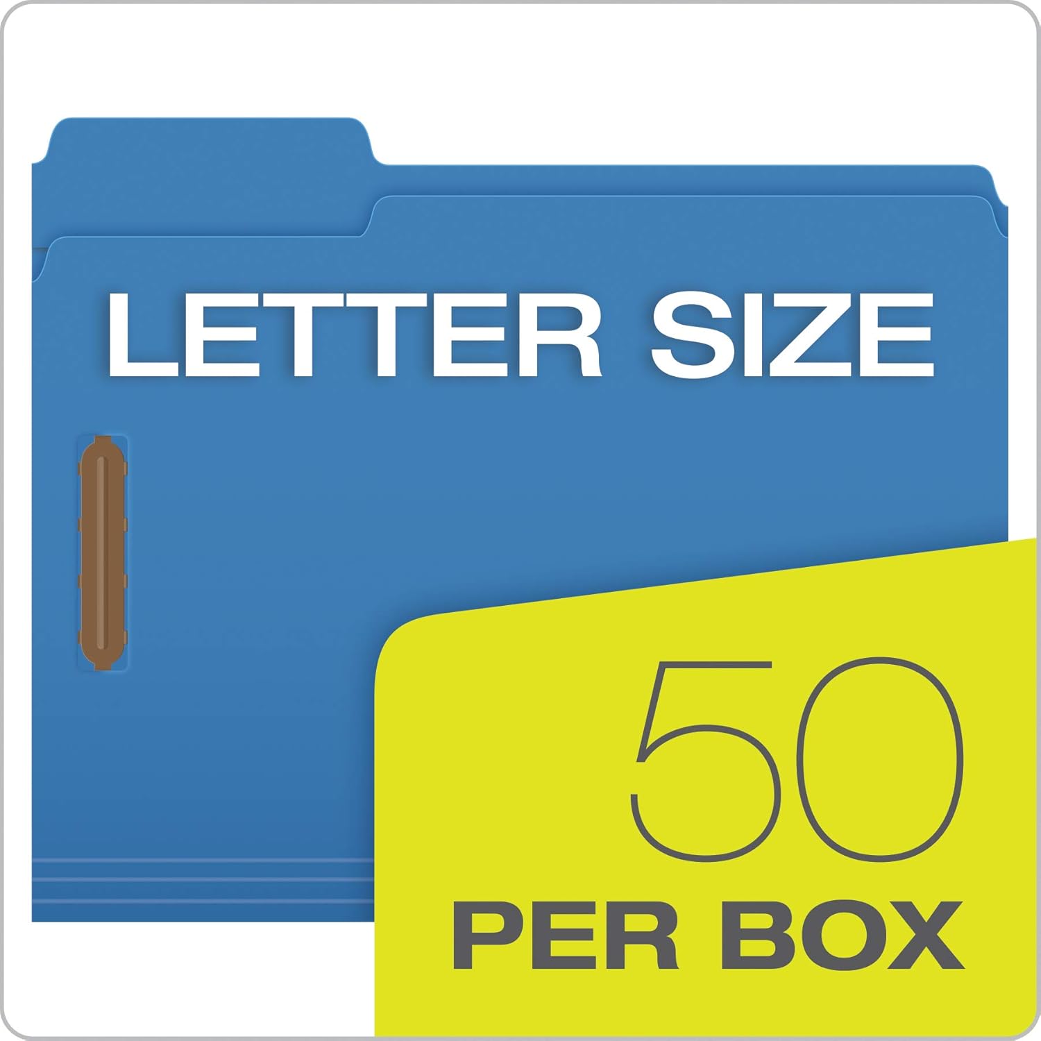 Pendaflex Fastener Folders, 2 Fasteners, Letter Size, Blue, 1/3 Cut Tabs in Left, Right, Center Positions, 50 per Box (22040GW) : Colored File Folders : Office Products