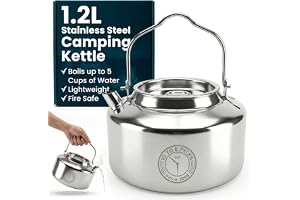 Camping Kettle for Boiling Water 1.2L | Stainless Steel Open Fire Coffee & Tea Pots | 5-Cup Water Kettles| Travel Tea Kettle for Outdoor Cooking & Backpacking