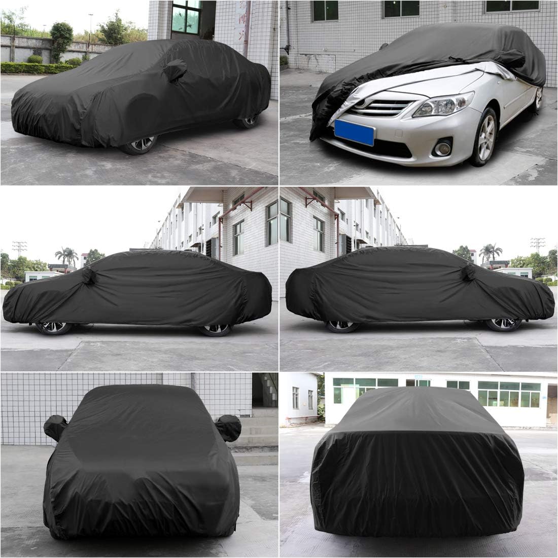 Amazon Uxcell 車カバー カーカバー ボディーカバー 車用 弾性ヘム 防水防雪防塵 耐久性 通気性 戸外活動 ブラック 3l 4 7m 車 バイク 車 バイク