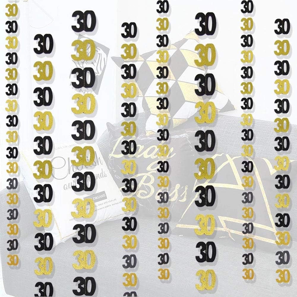 SOMADE 30th Birthday Garland 30 Anniversary Garland Decorations Party Supplies,Gold Black,2 PCS