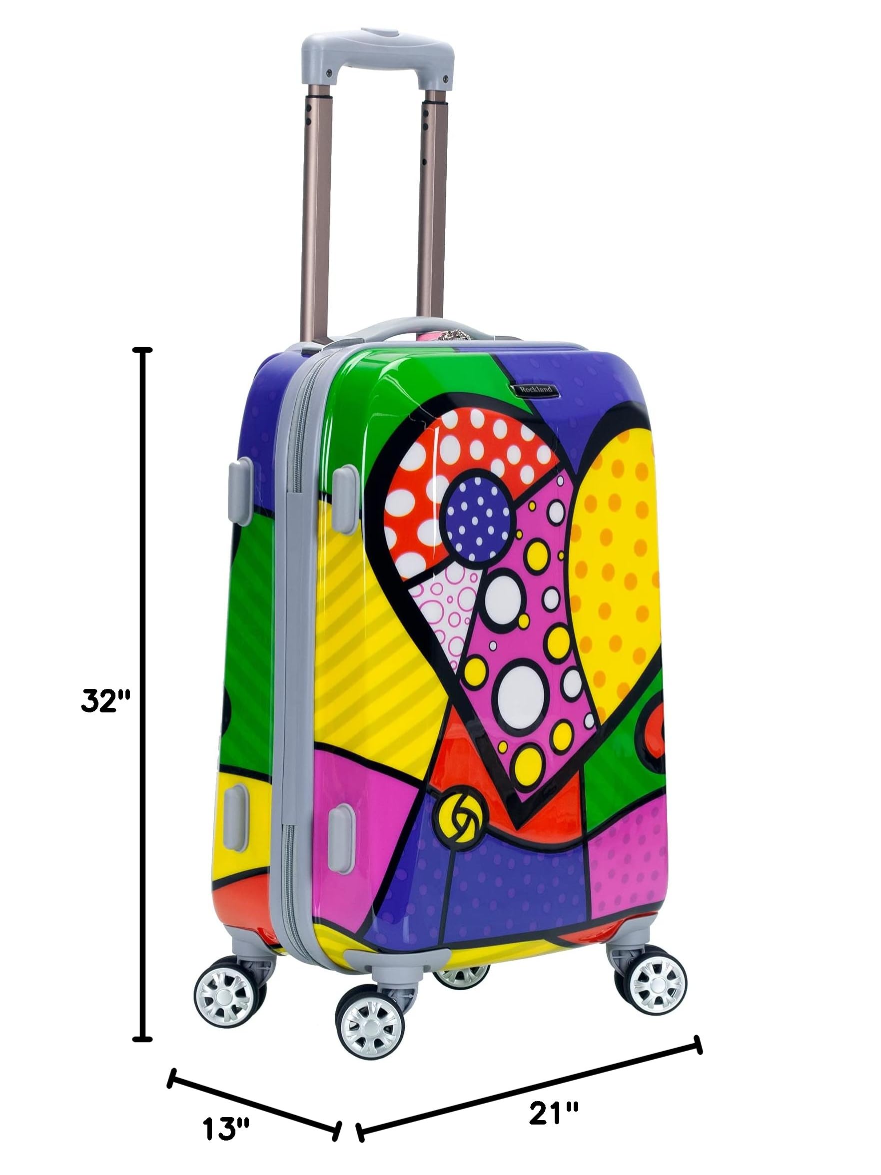 Rockland Departure Hardside Spinner Wheel Luggage, Heart, 2-Piece Set (20/28)