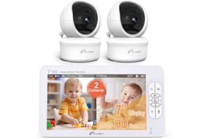 iFamily 7" Large Split Baby Monitor with 2 HD Cameras and Audio, 1080P HD Video Baby Monitor No WiFi,Hack Proof