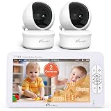 iFamily 7" Large Split Baby Monitor with 2 HD Cameras and Audio, 1080P HD Video Baby Monitor No WiFi,Hack Proof