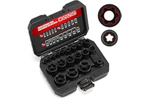 MIXPOWER 19PC External Torx Plus Socket Set 6 Point EP Socket Compatible with Tesla EP4-EP32 with 1/2'' 3/8'' 1/4'' Dr CR-V