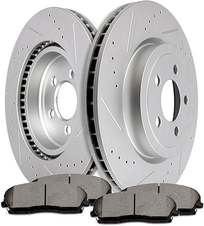 Amazon Scitoo互換ブレーキキット フロントブレーキディスクローター2個 セラミックディスクブレーキパッドブレーキ交換部品 13クライスラー300 12 15ダッジチャレンジャー 06 13ダッジチャージャー 05 08ダッジマグナム用 ブレーキパーツ 車 バイク