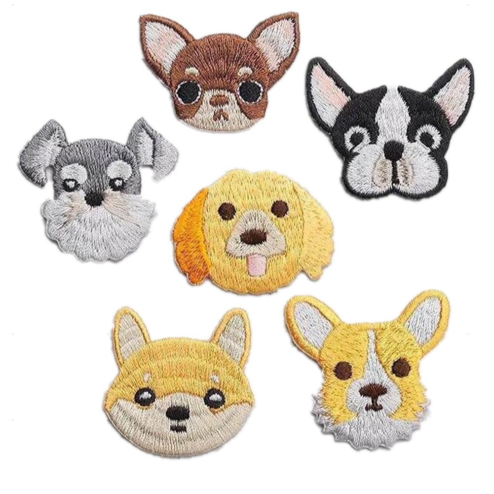 (Pack of 6) Dogs Collection Embroidered Sew Iron On Applique Patches for Clothing Repiaring Oramanets