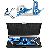 12" 4 Combination Square Ruler Set Protractor Satin, 4-R Graduation, Blue