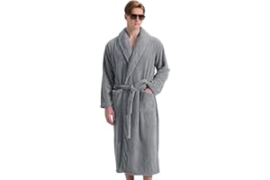 PJGGZ Men's Shawl Collar Bathrobe, Soft Long Towel Robe for Men - Super Absorbent Quick Dry yet Warm