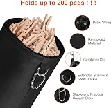 Vicloon Peg Bag Black Large Clothespin Bag with Draw Cord and Hook view 3