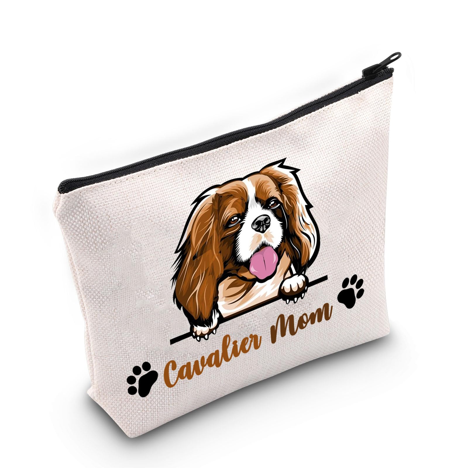 PYOUL Cavalier King Charles Spaniel Lover Gift Cavalier Mom Makeup Bag Cavalier King Charles Spaniel Owner Cosmetics Bag Zipper Travel Bag (Cavalier Mom Bag)