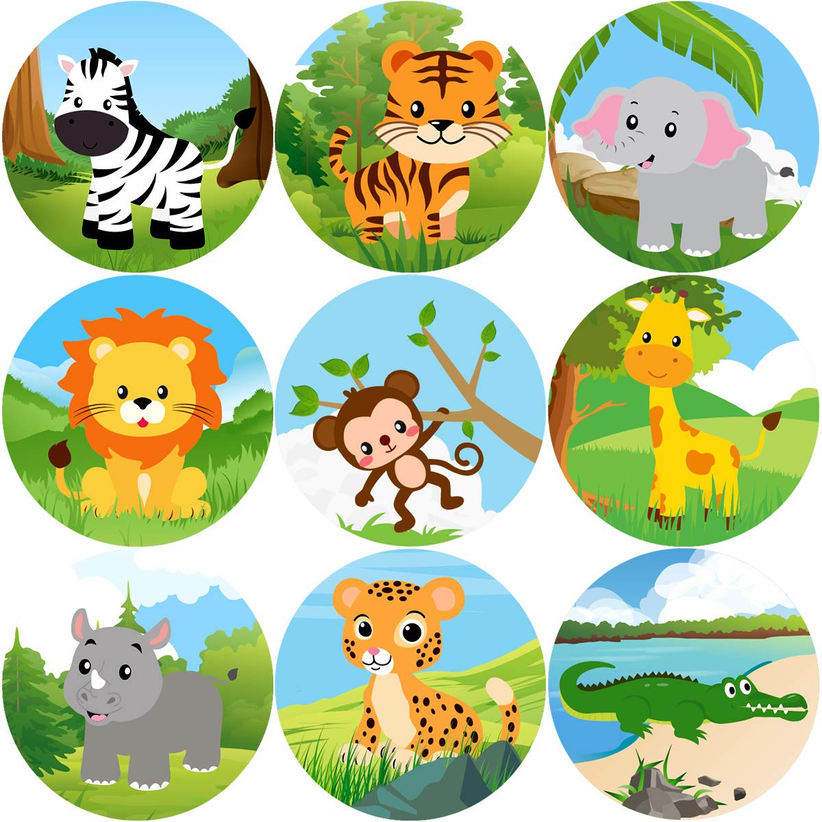 Zoo Animal Sticker Jungle Friends Perforated 200Pcs Per Roll for Kids Party