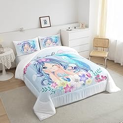 Little Mermaid Comforter Set Twin Cute Watercolor