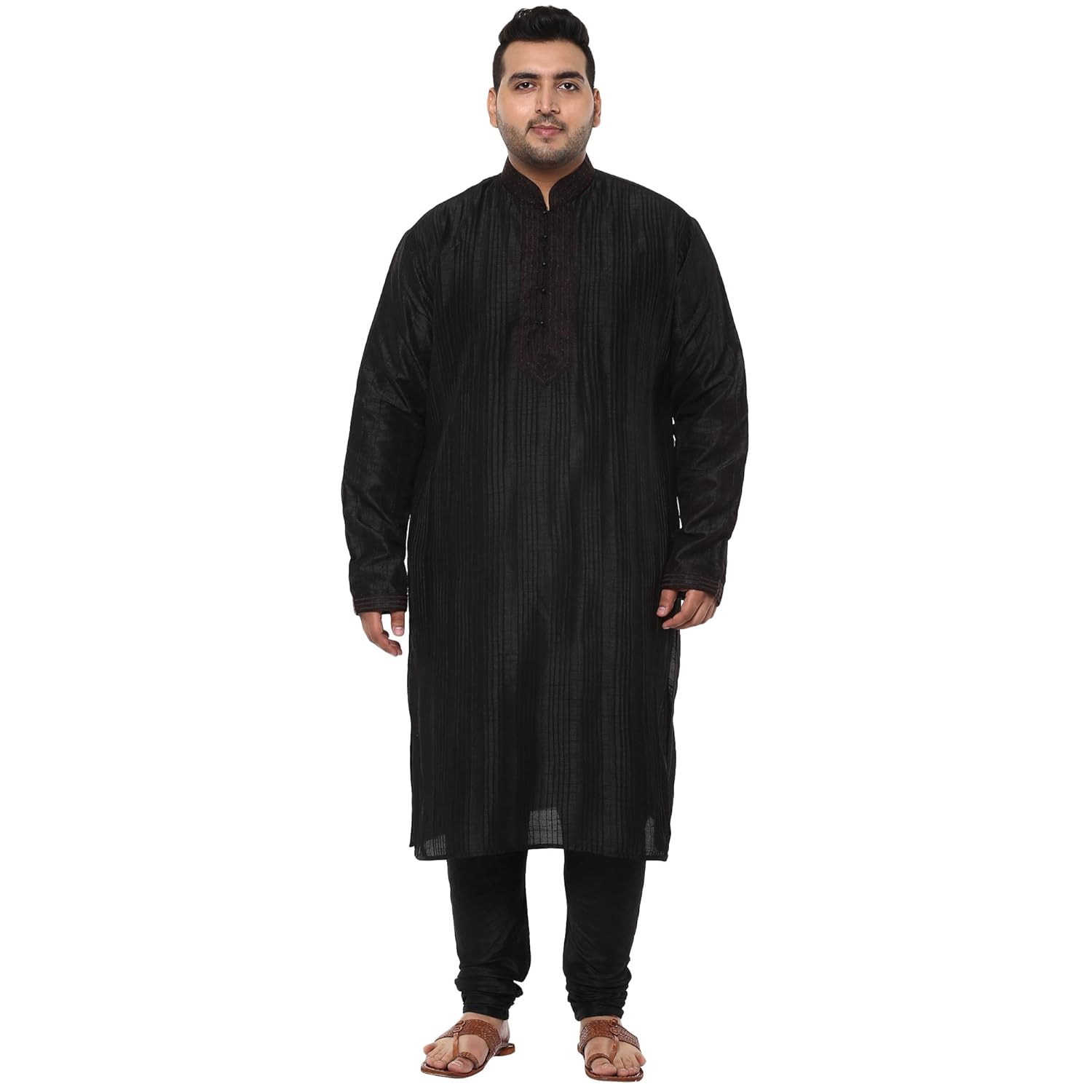 john pride men black coloured kurta pyjama set (sizes: 3xl- 6xl)
