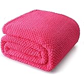 Whale Flotilla King Size Fuzzy Fleece Blanket for Bed, 90x104 Inch Fluffy Warm Soft Jacquard Blankets for All Season, Lightweight and Cozy, Hot Pink
