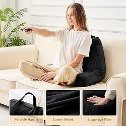 Sasttie Reading Pillow for Bed, Velvet Back Support