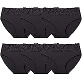 Women’s Underwear Cotton Panties for Women, Soft Ladies Lace Trim Underwear High Waisted Briefs 6 pack
