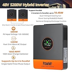 PowMr 5200W Hybrid Solar Inverter, 48V DC to