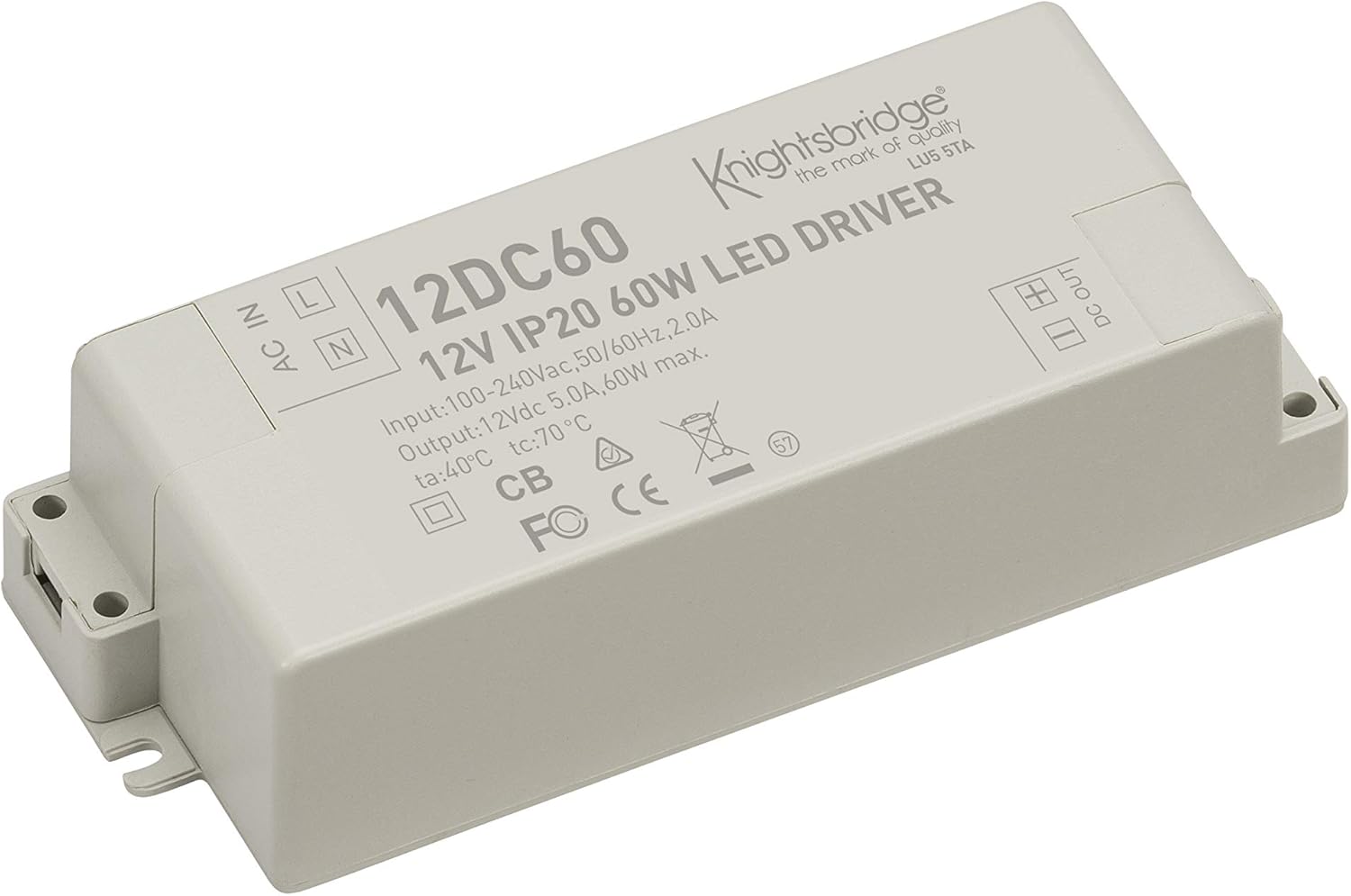 Knightsbridge LED Driver-Constant Voltage, 60 W, White – BigaMart
