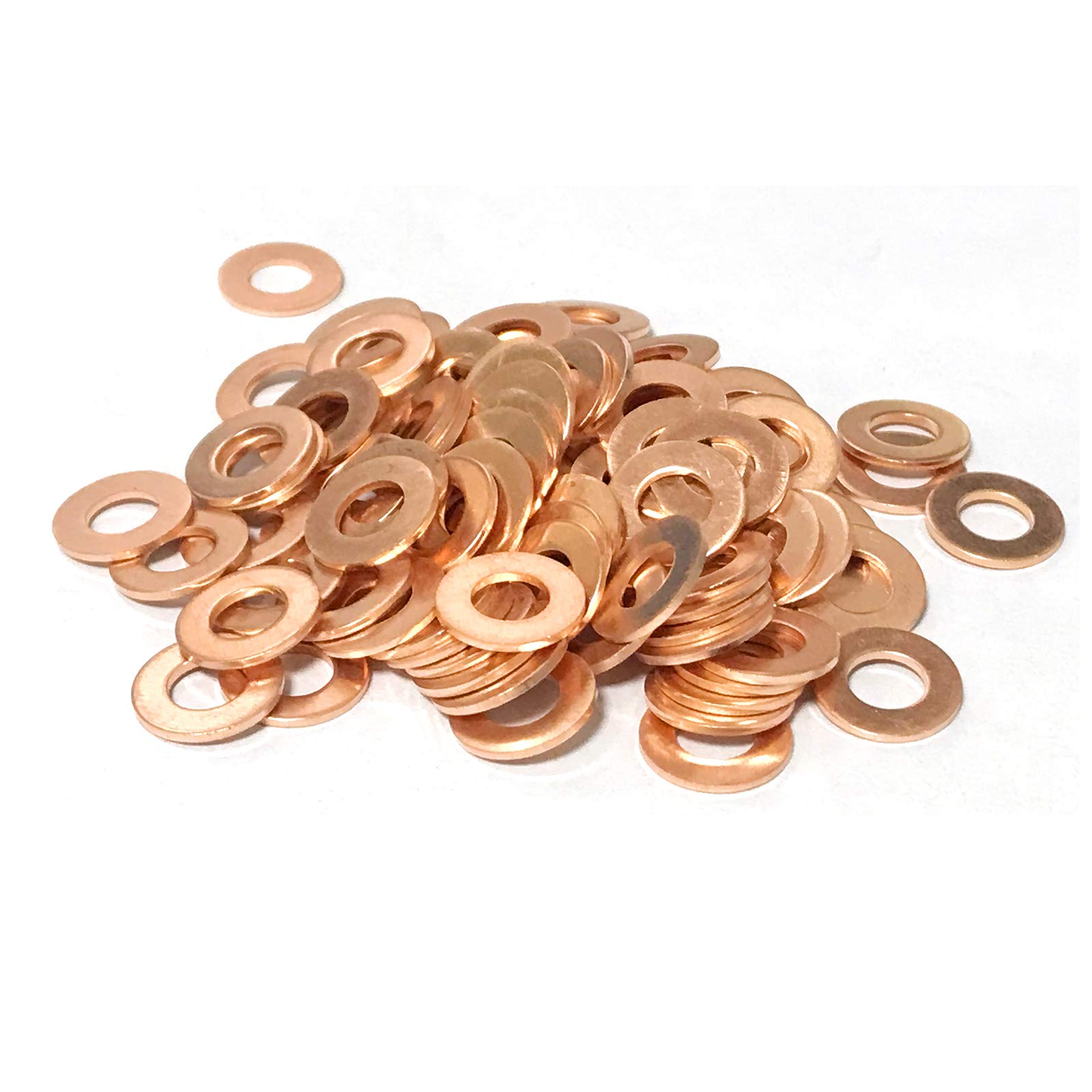 Copper Washer Assortment,100Pcs M6 Copper Metric Sealing Washers Kit,Flat Washers Assortment Set(6x12x1mm)