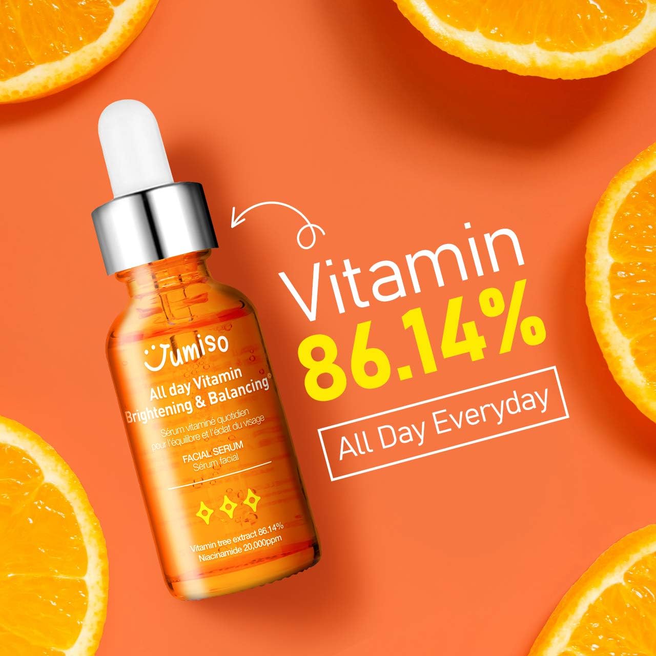 Jumiso Vitamin serum & Hyaluronic Acid for face All day Brightening & Balancing Anti-aging and wrinkle ingredients. Suitable for Derma Roller - Image 3