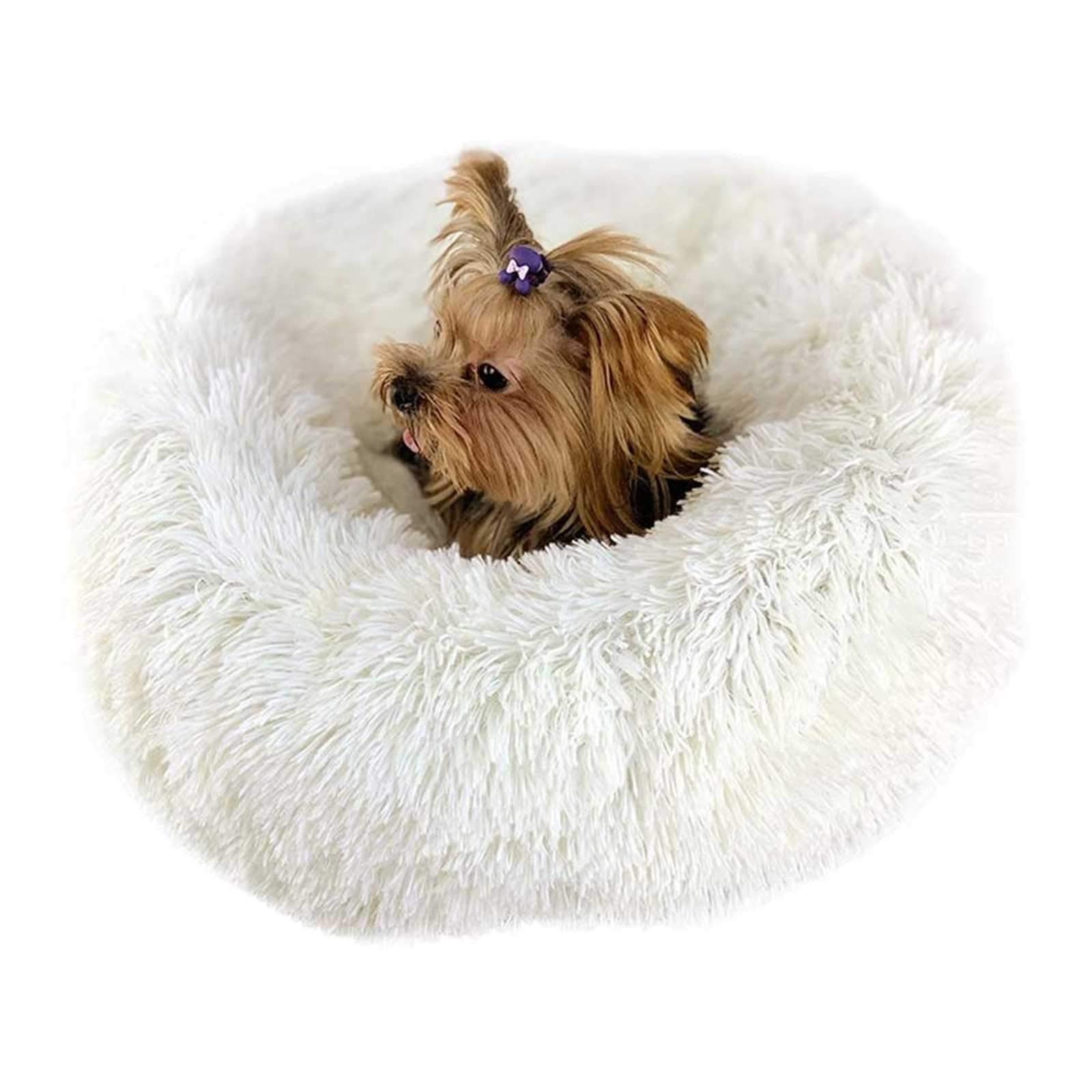 PETCUTE Dog Bed Cat Bed for Indoor Cats Washable Plush Donut Pet Bed Soft Calming Cuddler Kennel Small Medium Large