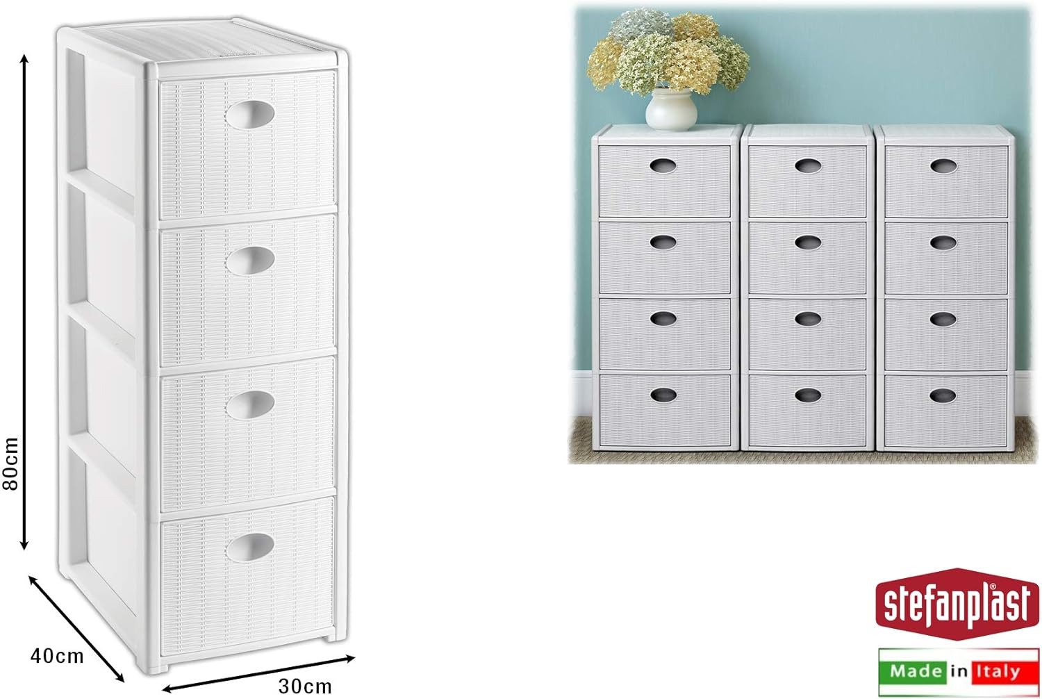 Amazon Com Stefanplast Elegance Slim 4 Drawer Space Saving Drawer