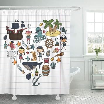 Amazon Com Emvency Fabric Shower Curtain With Hooks Children