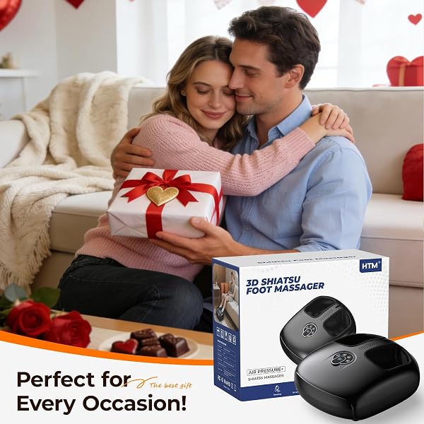FOOT MASSAGER WITH HEAT, 4 MODES & VIBRATION & COMPRESSION & ROLLING FOR FEET TOES RELIEF, ELECTRIC SHIATSU FOOT MASSAGER WITH REMOTE, FITS UP TO MEN’S SIZE 13, GIFT FOR WOMEN MEN FATHER’S DAY