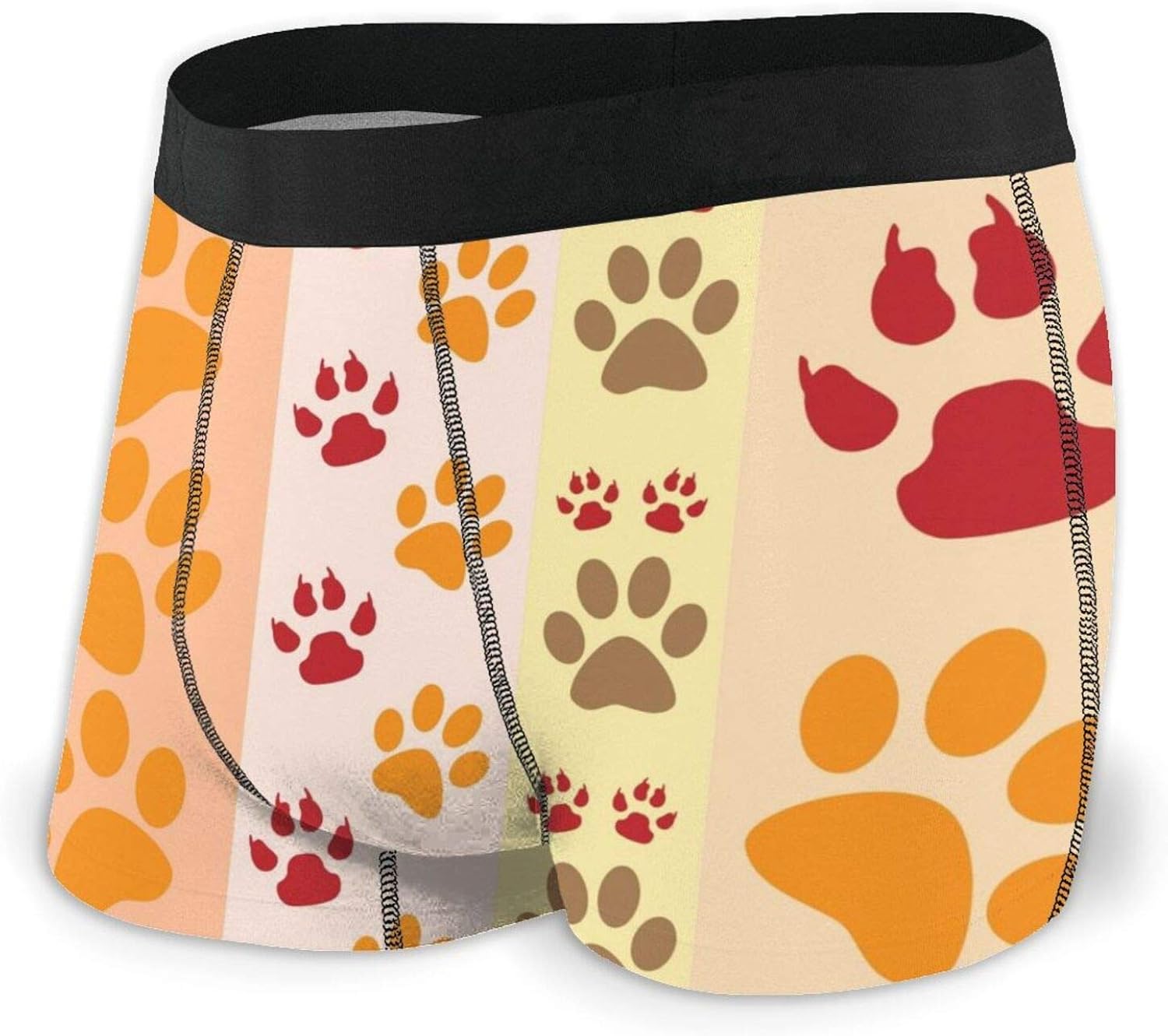 Mens Underwear Breathable, Colorful Dog Paw Pattern Print Mens Boxer