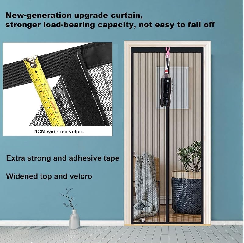 Moustiquaire Magnétique pour Portes, Différentes Tailles, 90 x 210cm, Puissants Aimants, Fermeture Automatique, de Porte Rideau Couloirs Patio Sans Perçage, Gris Pur