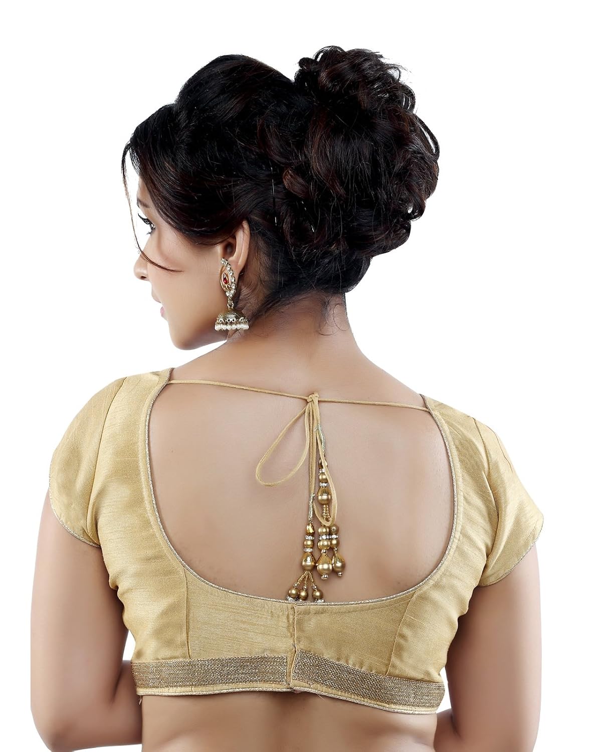 studio shringaar boat neck solid cotton gold wedding blouse