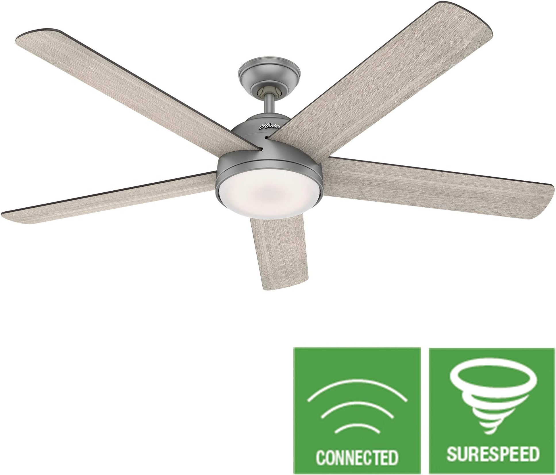 Hunter Fan Company 59486 Romulus Ceiling Fan, 60, Matte Silver Finish