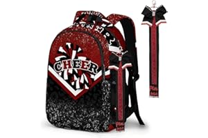 GZZSYO Cheer Backpack with Cheer Keychain, Pin Strap for Cheerleading Backpack, Cheerleaders Gift Bags for Team Women (Winered Black)
