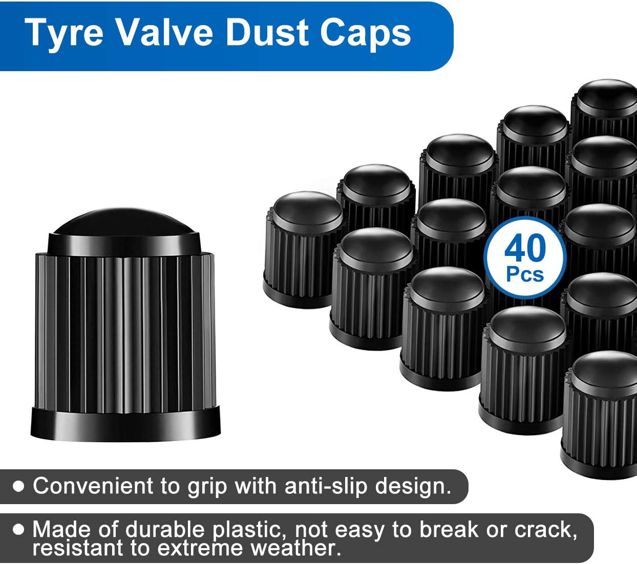 40pcs Tyre Valve Caps, Plastic Car Tyre Valve Dust Caps Universal Tire ...