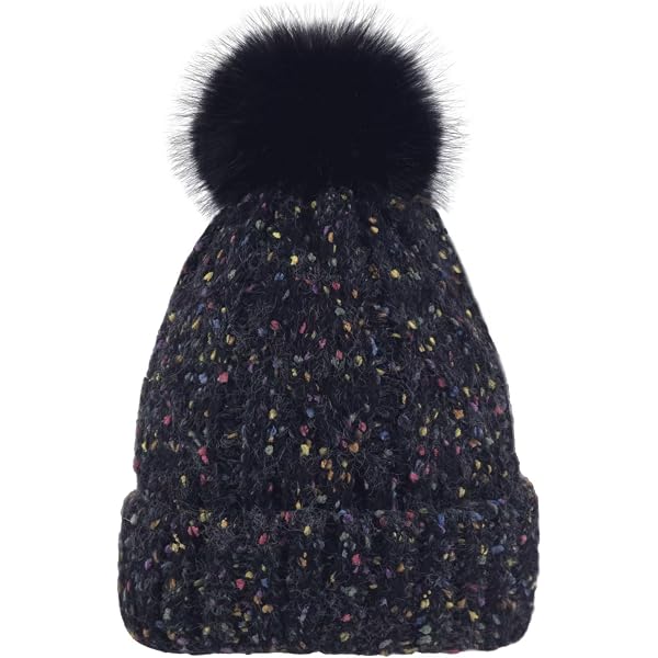Amazon.com: Fox Pom Knit Hat - Removable Pom Fur Ski Style  display picture 1