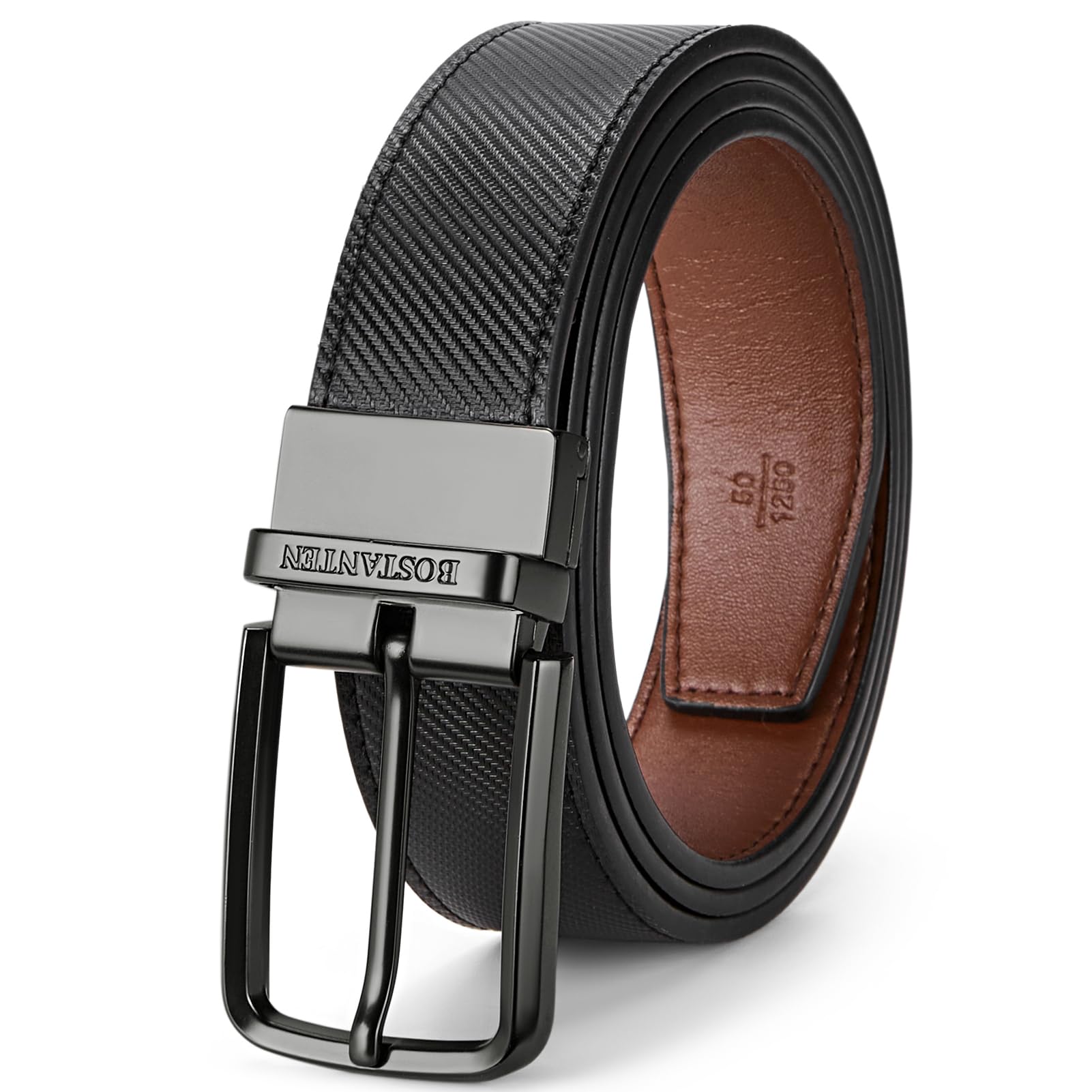 Photo 1 of BOSTANTEN Mens Belt Leather Ratchet 1 3/8'' Belt For Men Gift Dress and Casual with Adjustable Buckle, Trim to Fit