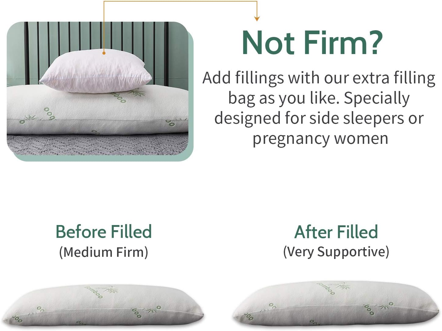 Cosybay Shredded Memory Foam Body Pillow for Adults and Pregnancy, Luxury Adjustable Hypoallergenic Sleeping Body Pillow with Bamboo Cover, Extra Filling Bag, 20x54 inch: Home & Kitchen